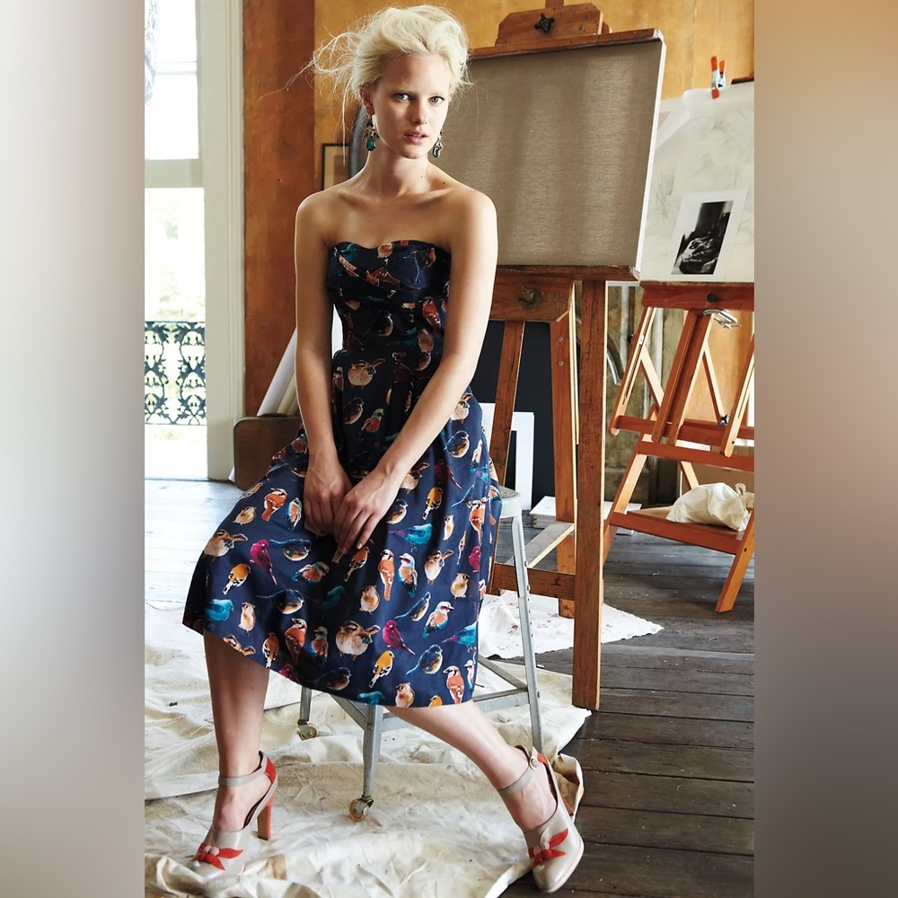 Anthropologie Strapless Native Birds Dress - Picture 4 of 13